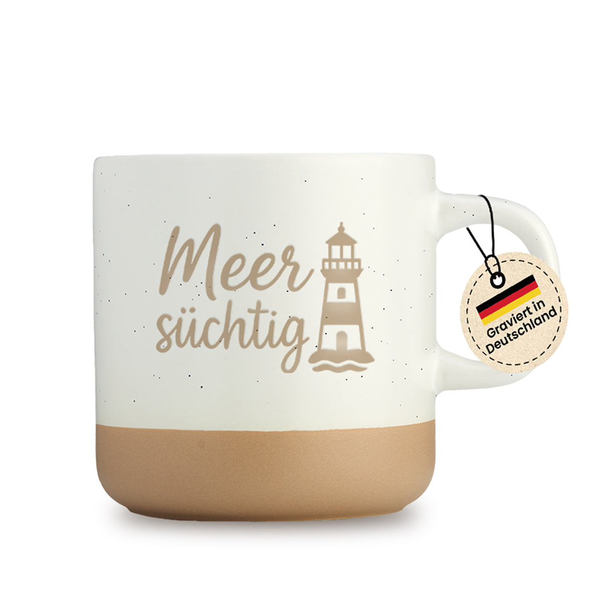 Gravierte Tasse - meersuechtig schwarz