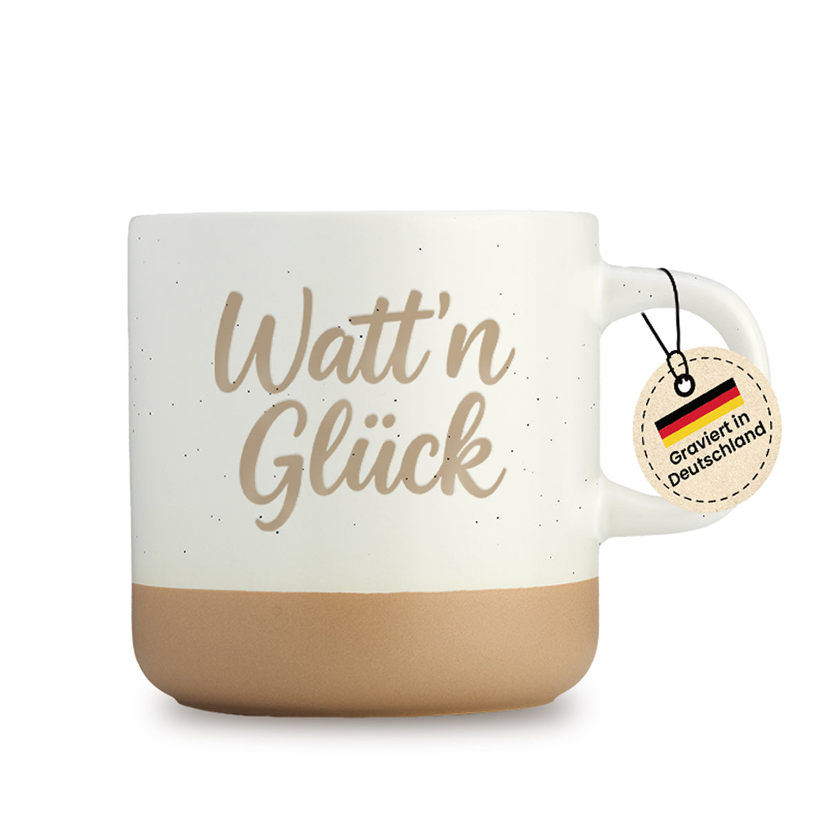 Gravierte Tasse - wattn glueck schwarz