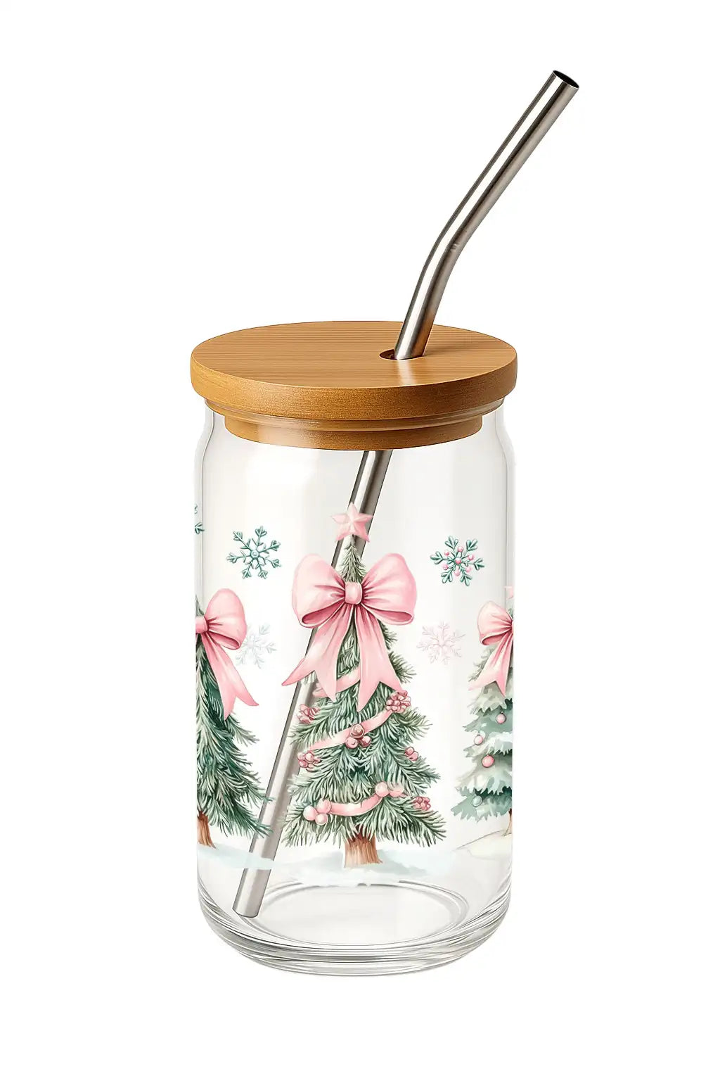 Glas mit Deckel - Weihnachtsbaum Rosa