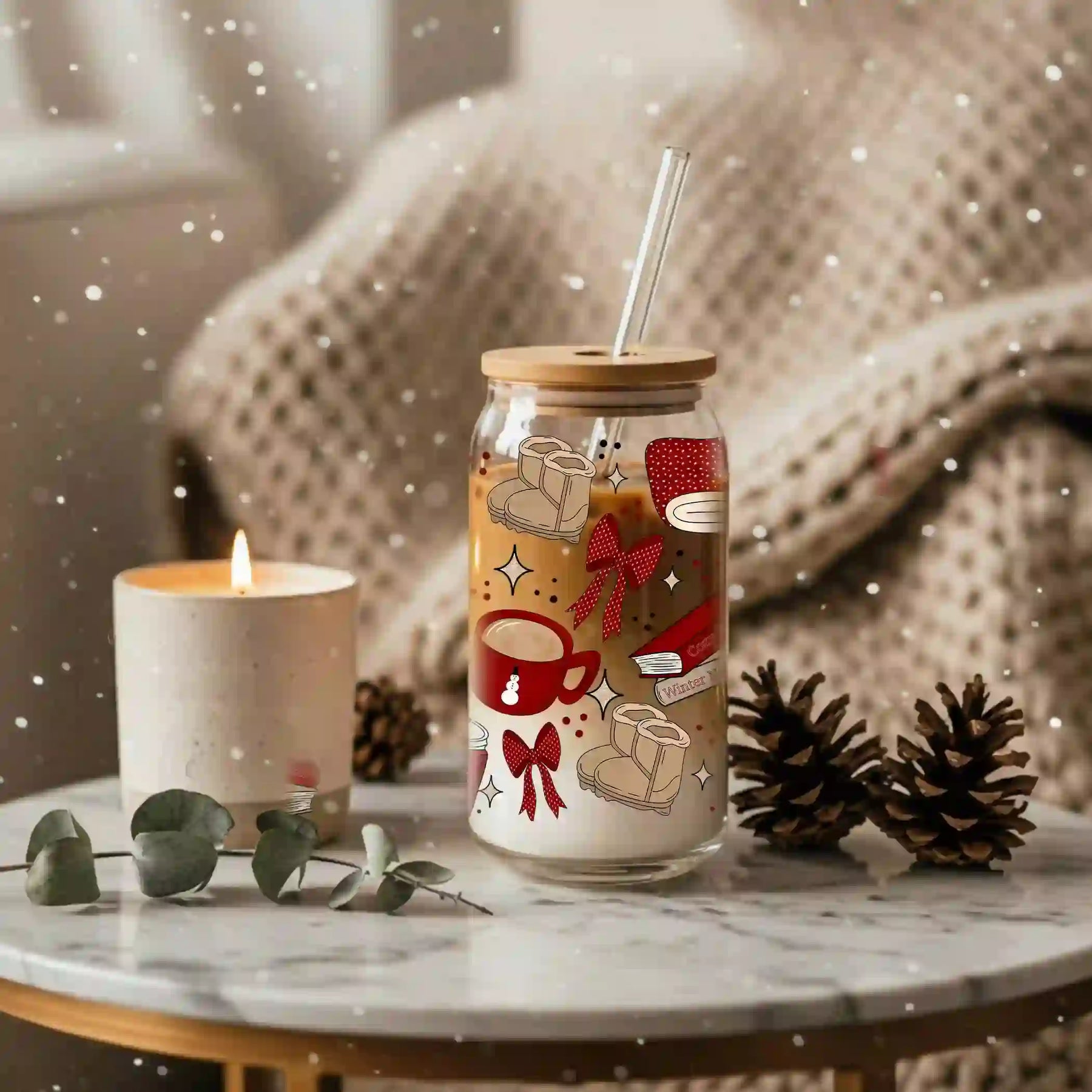 Glas mit Deckel - Kekse und Tee