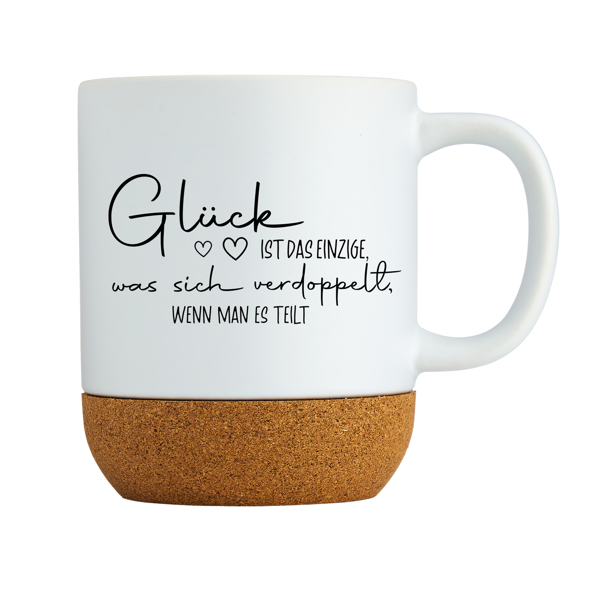 Tasse mit Korksockel - Glück ist das einzige