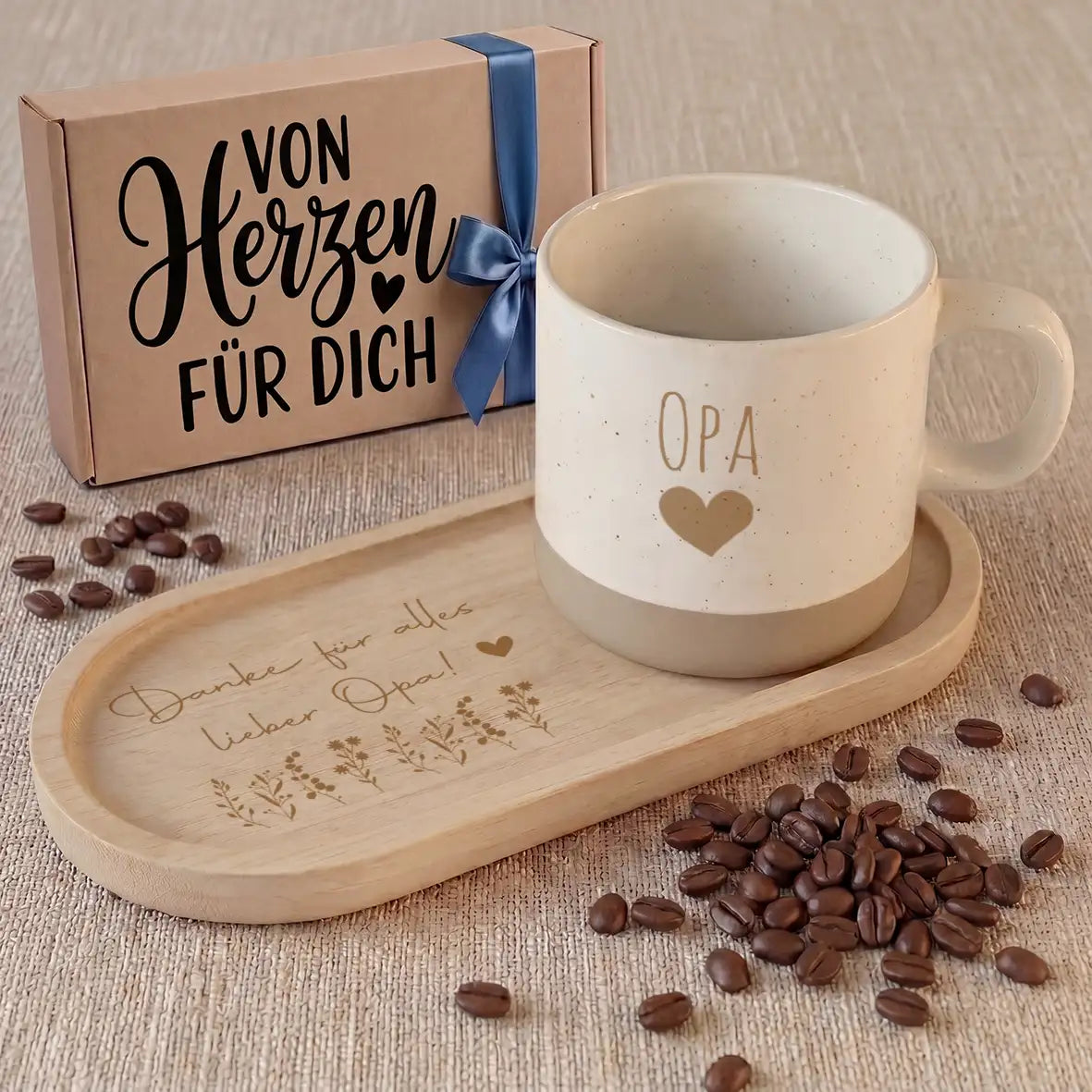 Geschenkset - Tasse + Tablett - Opa