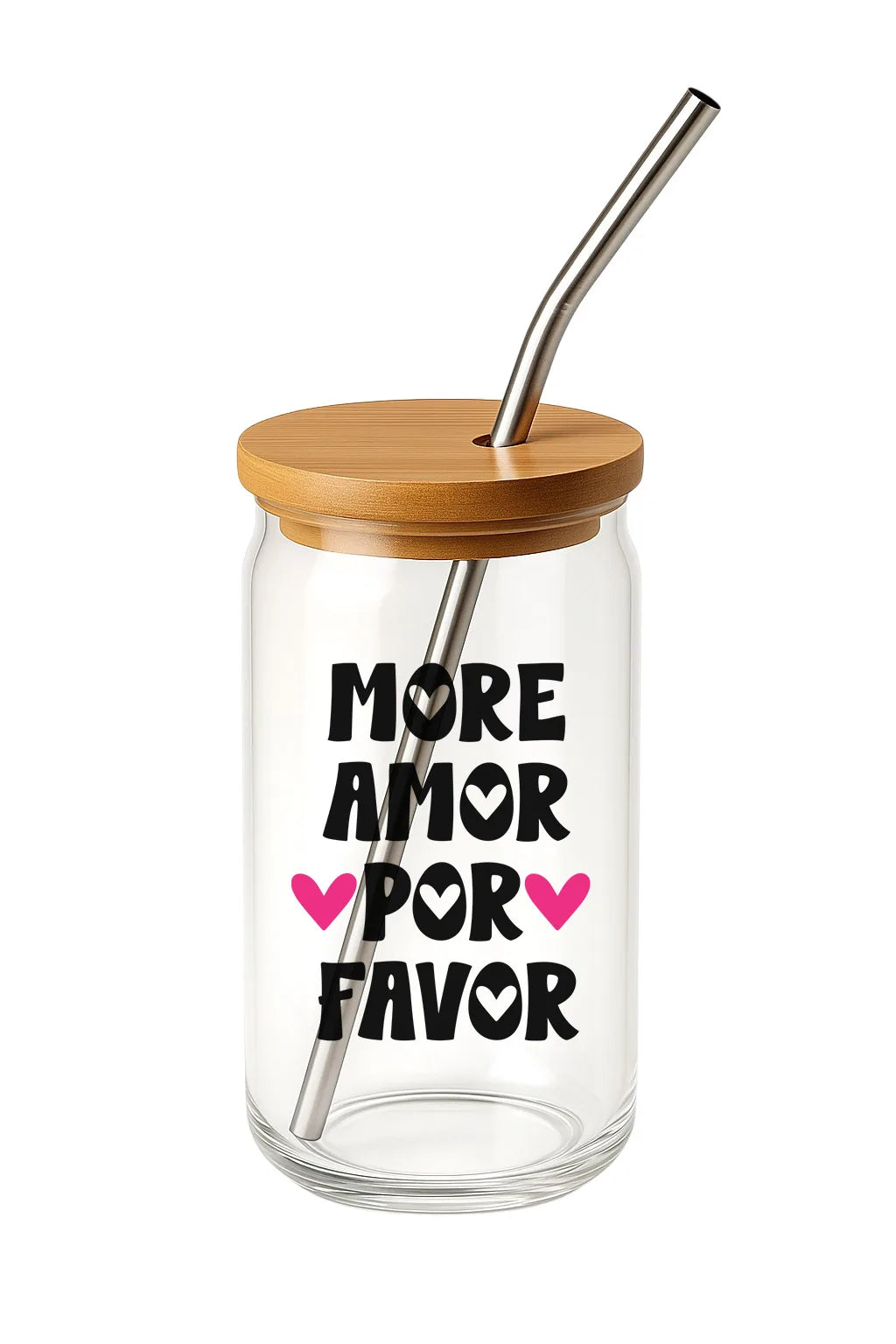 Glas mit Deckel - More Amor Por Favor