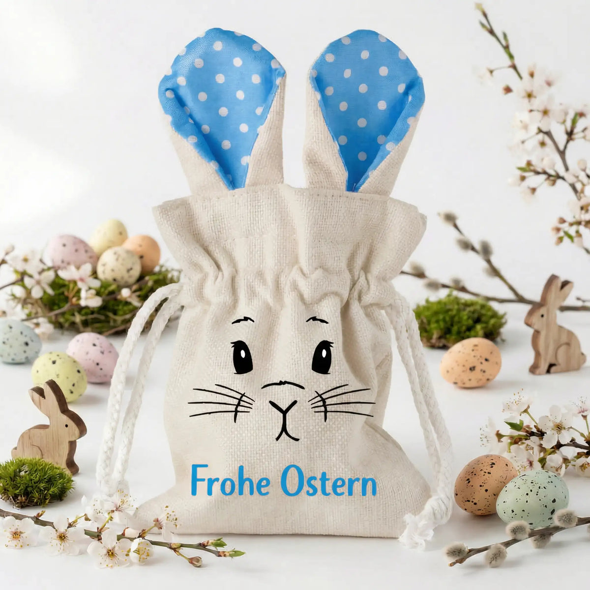 Osterbeutel - Frohe Ostern Blau