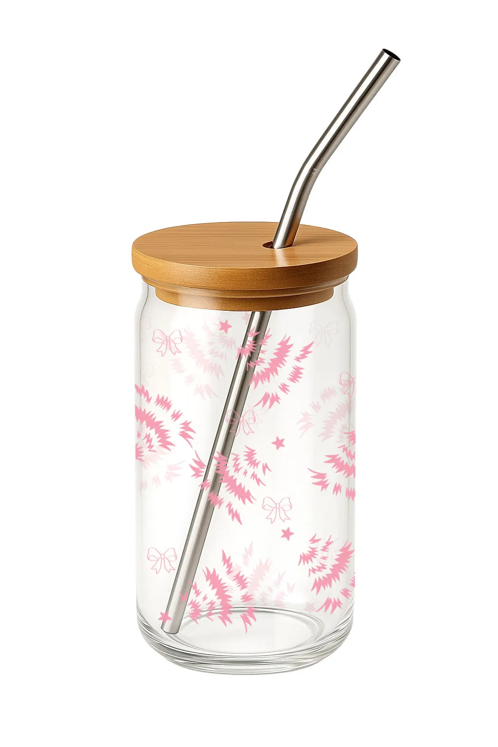 Glas mit Deckel - Weihnachtsbaum Rosa