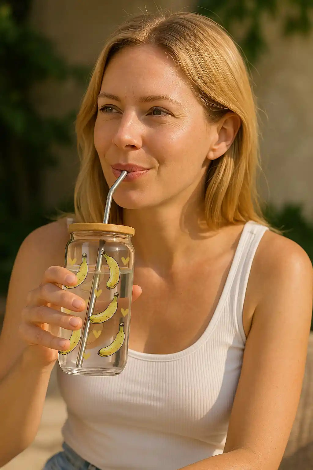 Glas mit Deckel - Bannane