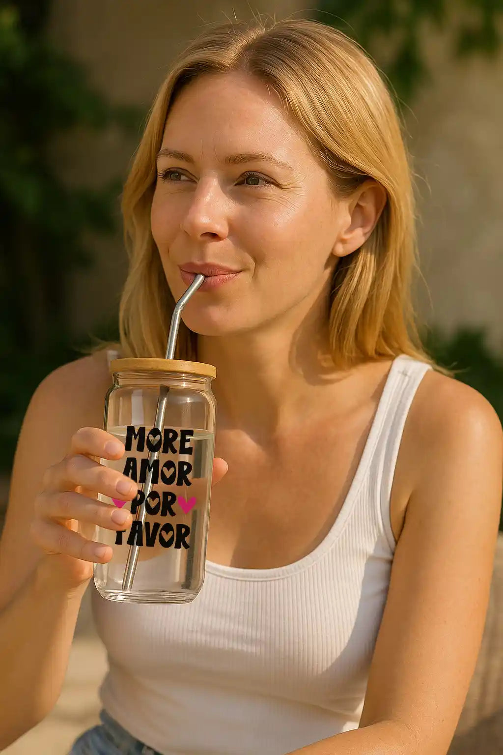 Glas mit Deckel - More Amor Por Favor