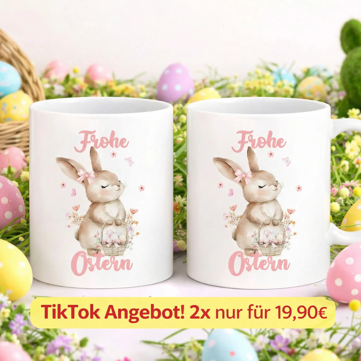 Tasse - Frohe Ostern mit Rosa Schrift
