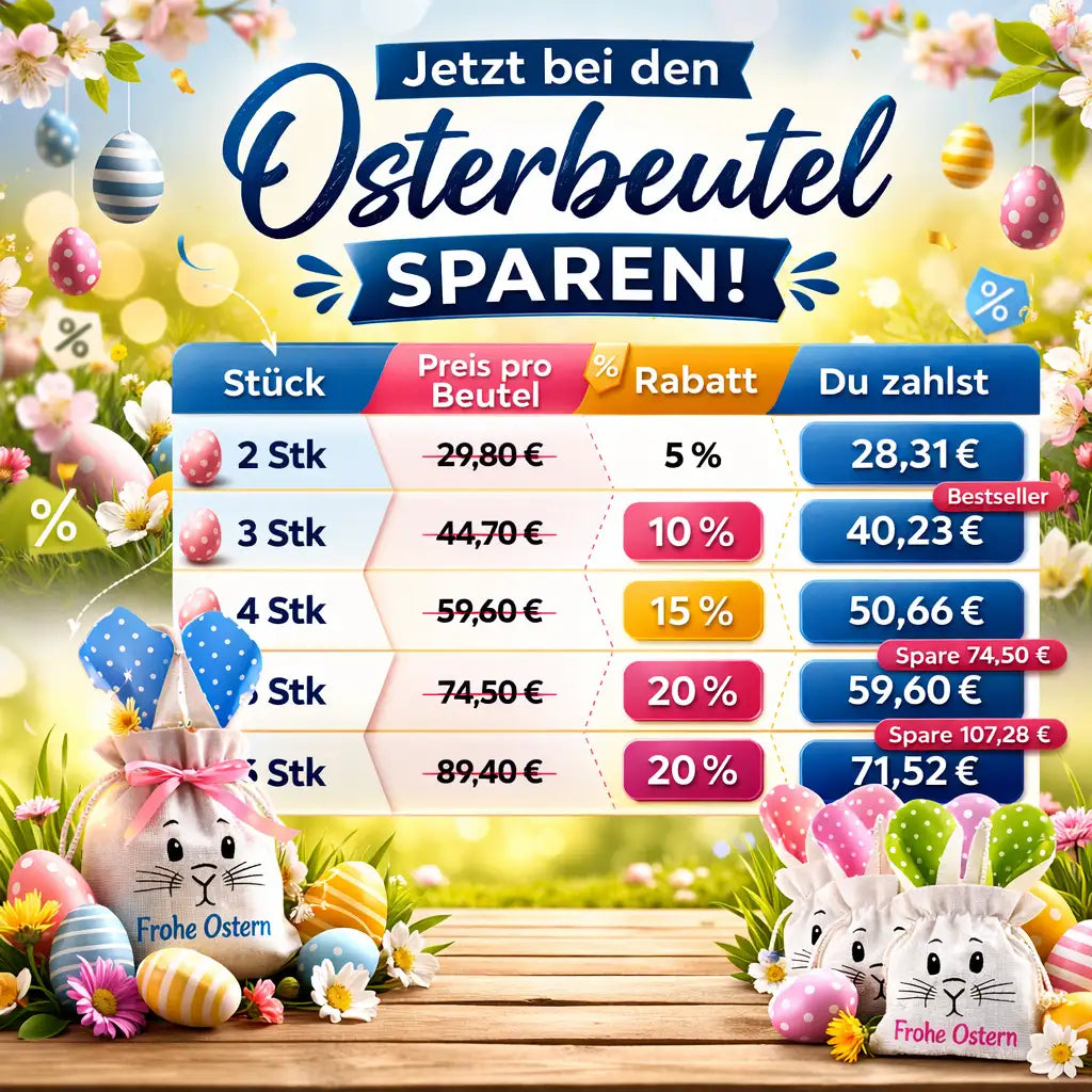 Osterbeutel - Frohe Ostern Blau