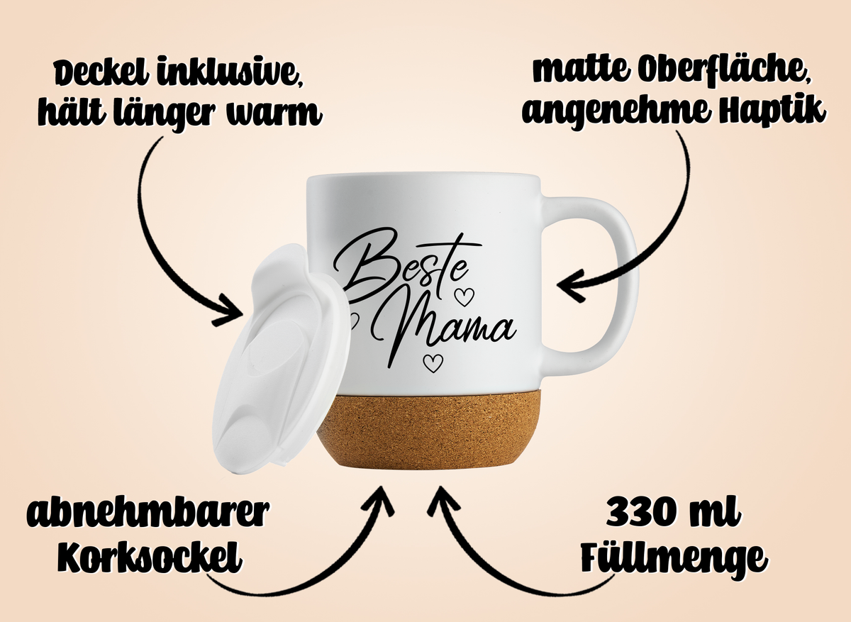 Tasse mit Korksockel - Beste Mama
