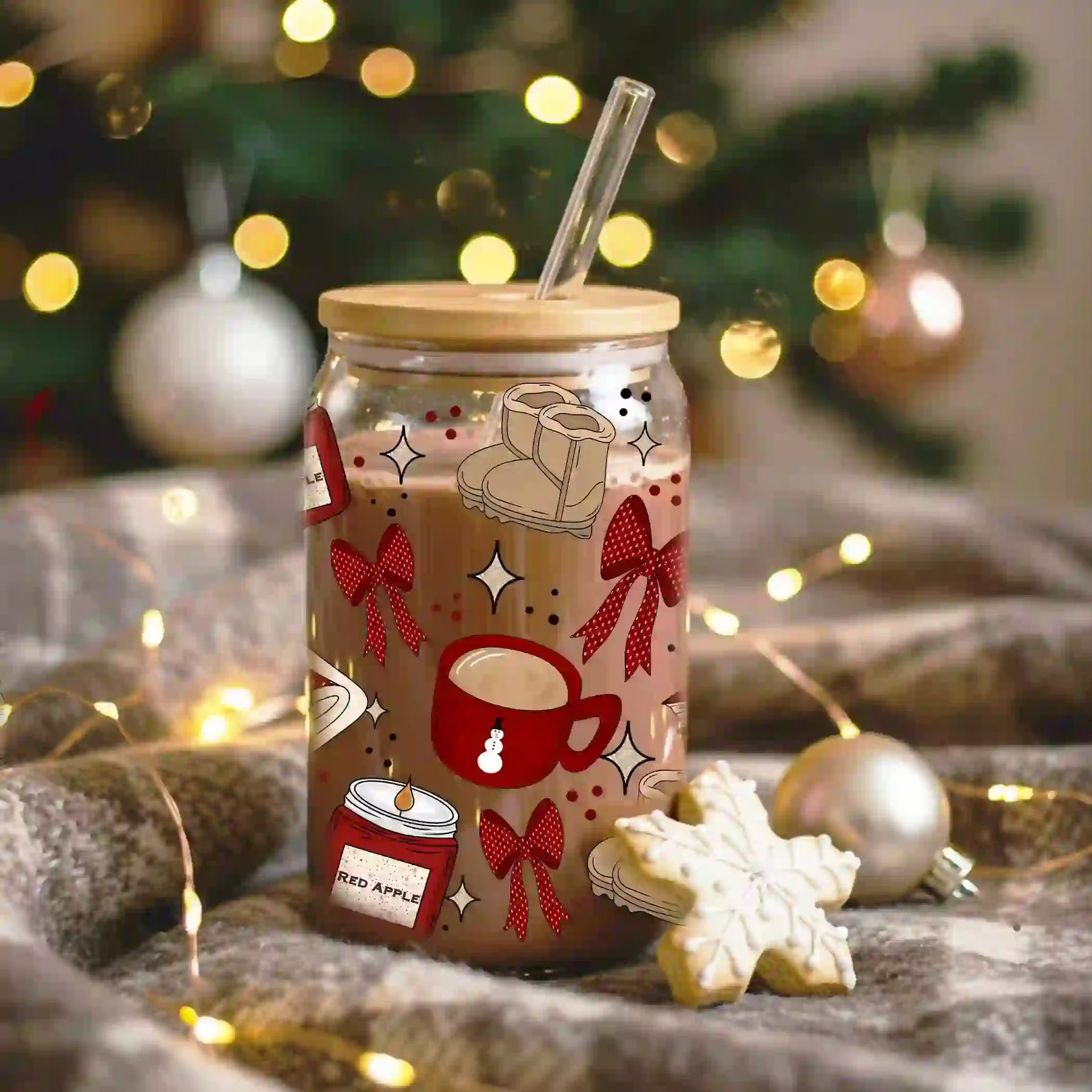 Glas mit Deckel - Kekse und Tee