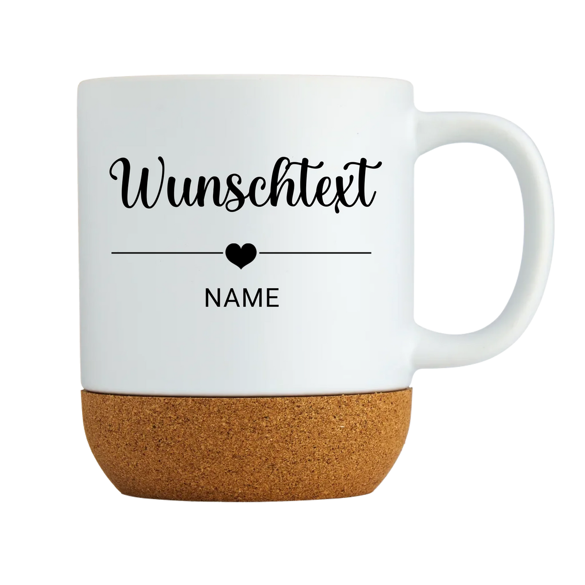 Tasse mit Korksockel - Wunschtext personalisiert - Geschenkeperlen.de