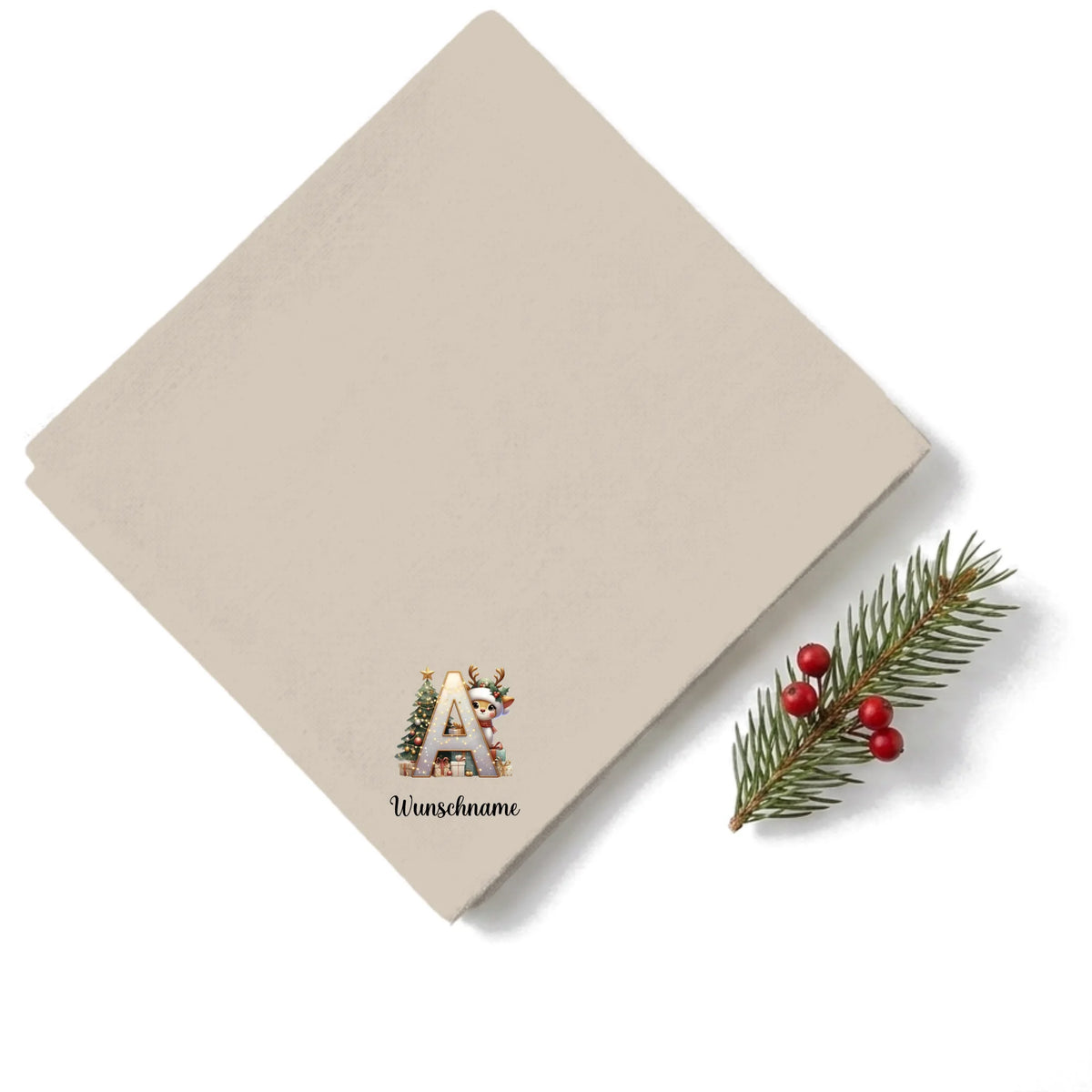 Weihnachtsservietten Alphabet 2 personalisiert beige