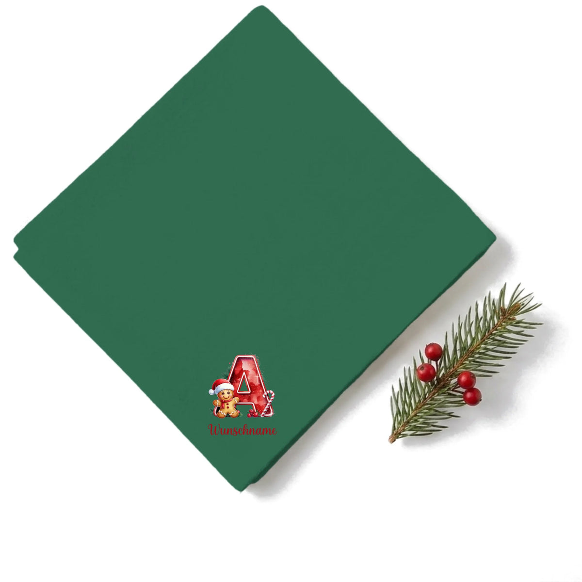Weihnachtsservietten Alphabet 1 personalisiert grün