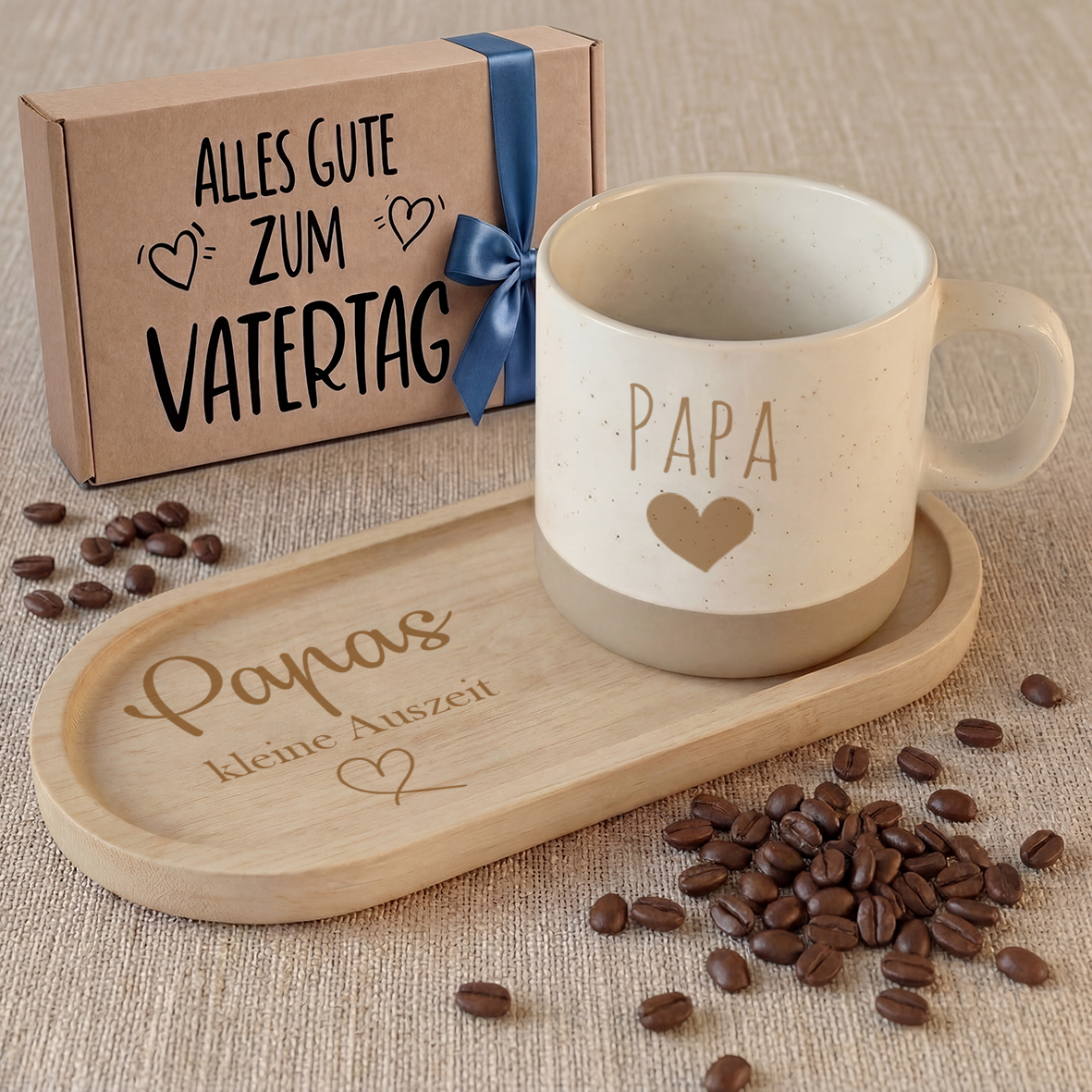 Geschenkset - Tasse + Tablett - Papas kleine Auszeit
