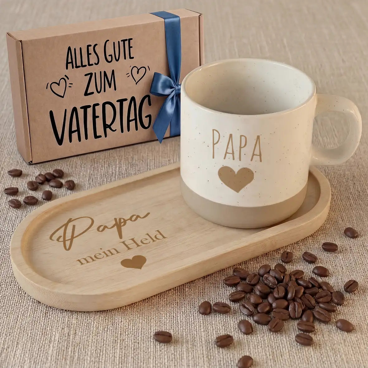 Geschenkset - Tasse + Tablett - Papa mein Held