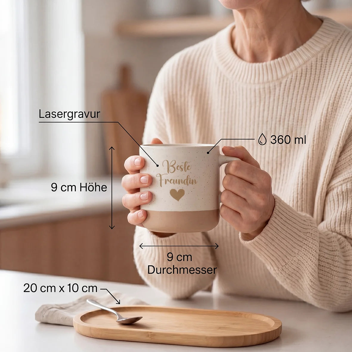 Geschenkset - Tasse + Tablett - Glück Ist Eine Freundin