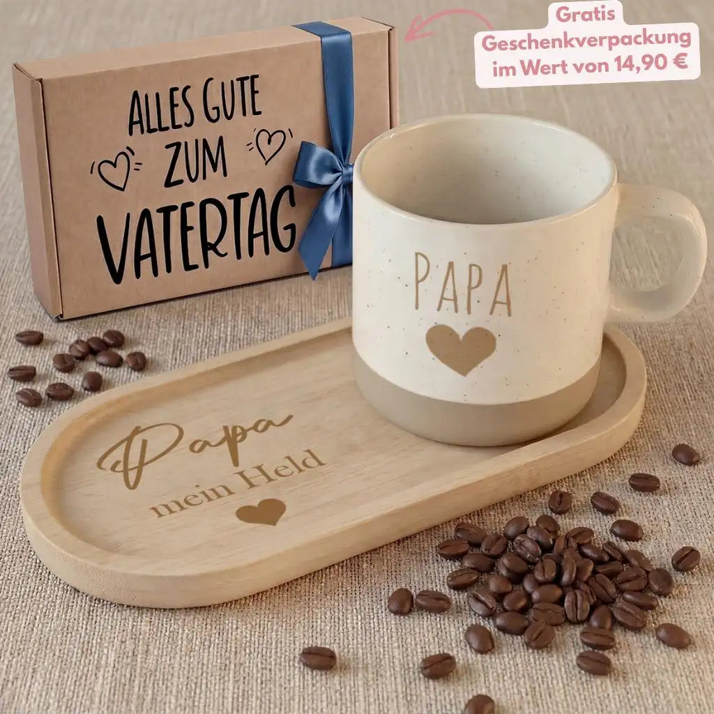 Geschenkset - Tasse + Tablett - Papa