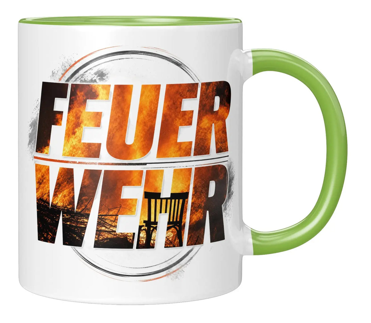 Sublimation Tasse - Feuerwehr Motiv mit flammendem Design