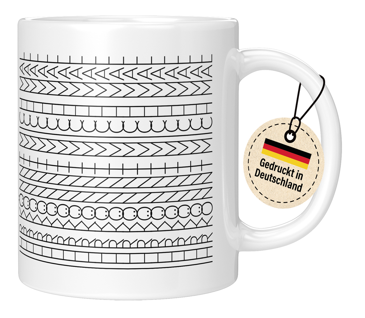 Tasse - Dekorative Linienmuster Reihen