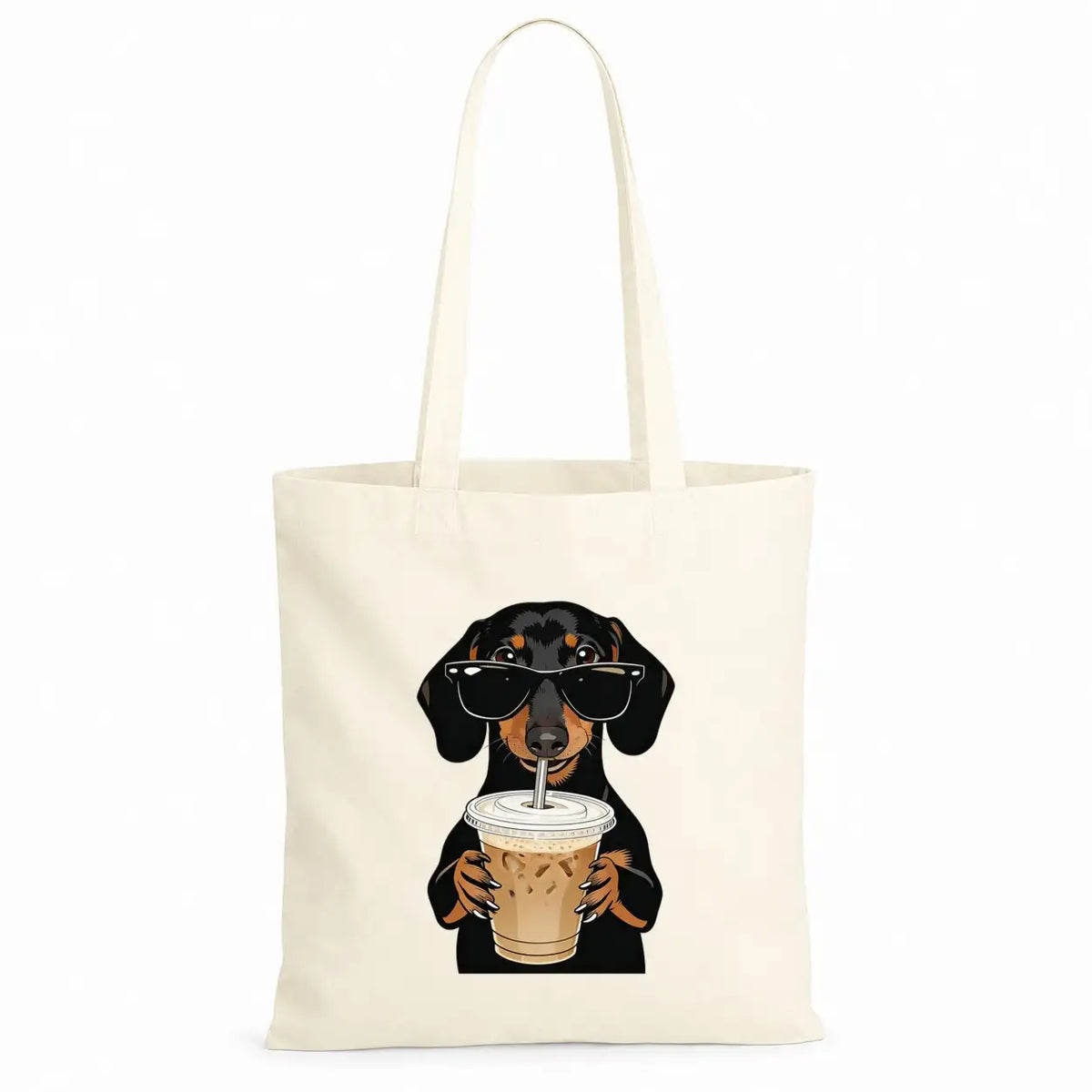 Baumwolltasche - Dackel Sonnenbrille Eiskaffee