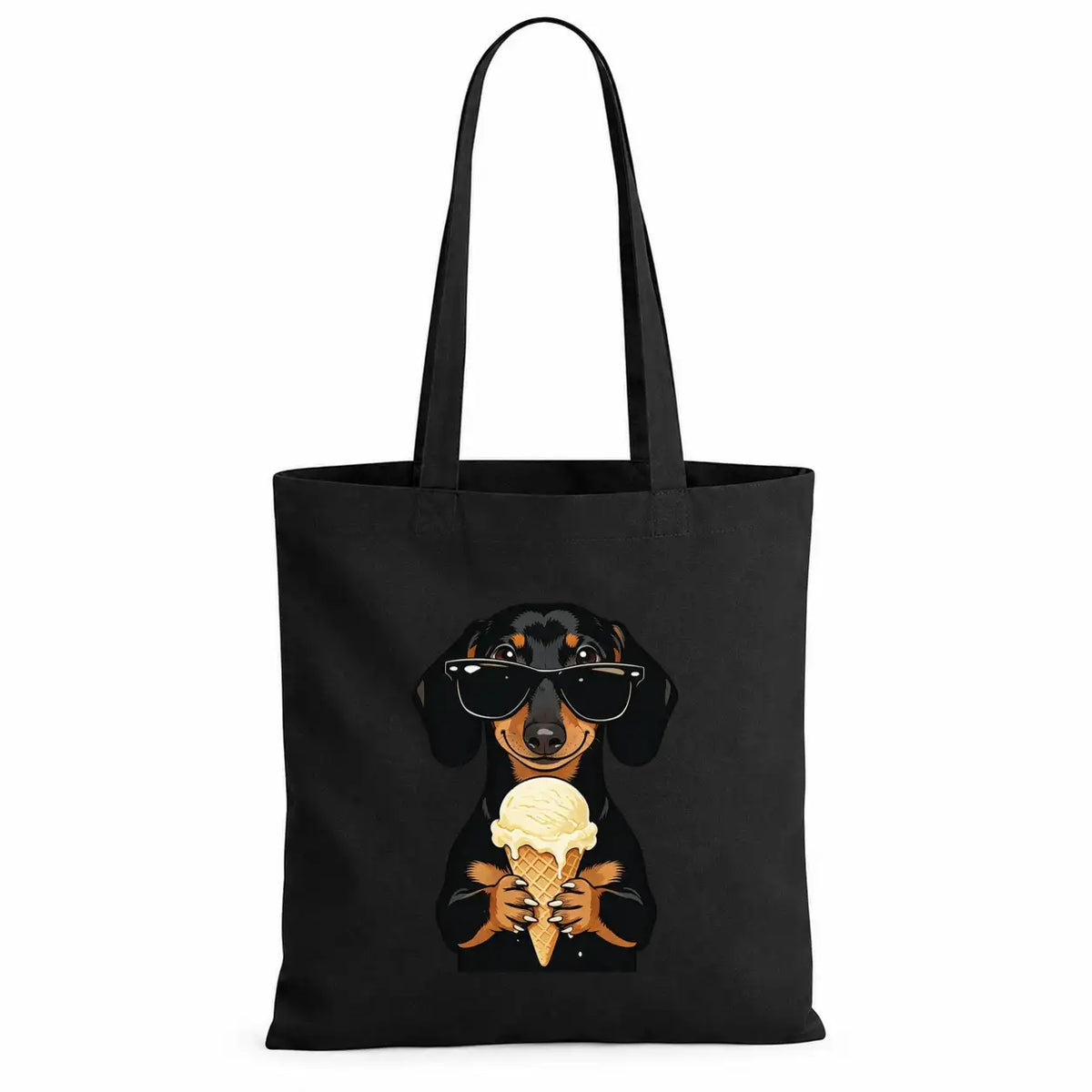 Baumwolltasche - Dackel mit Sonnenbrille Eis