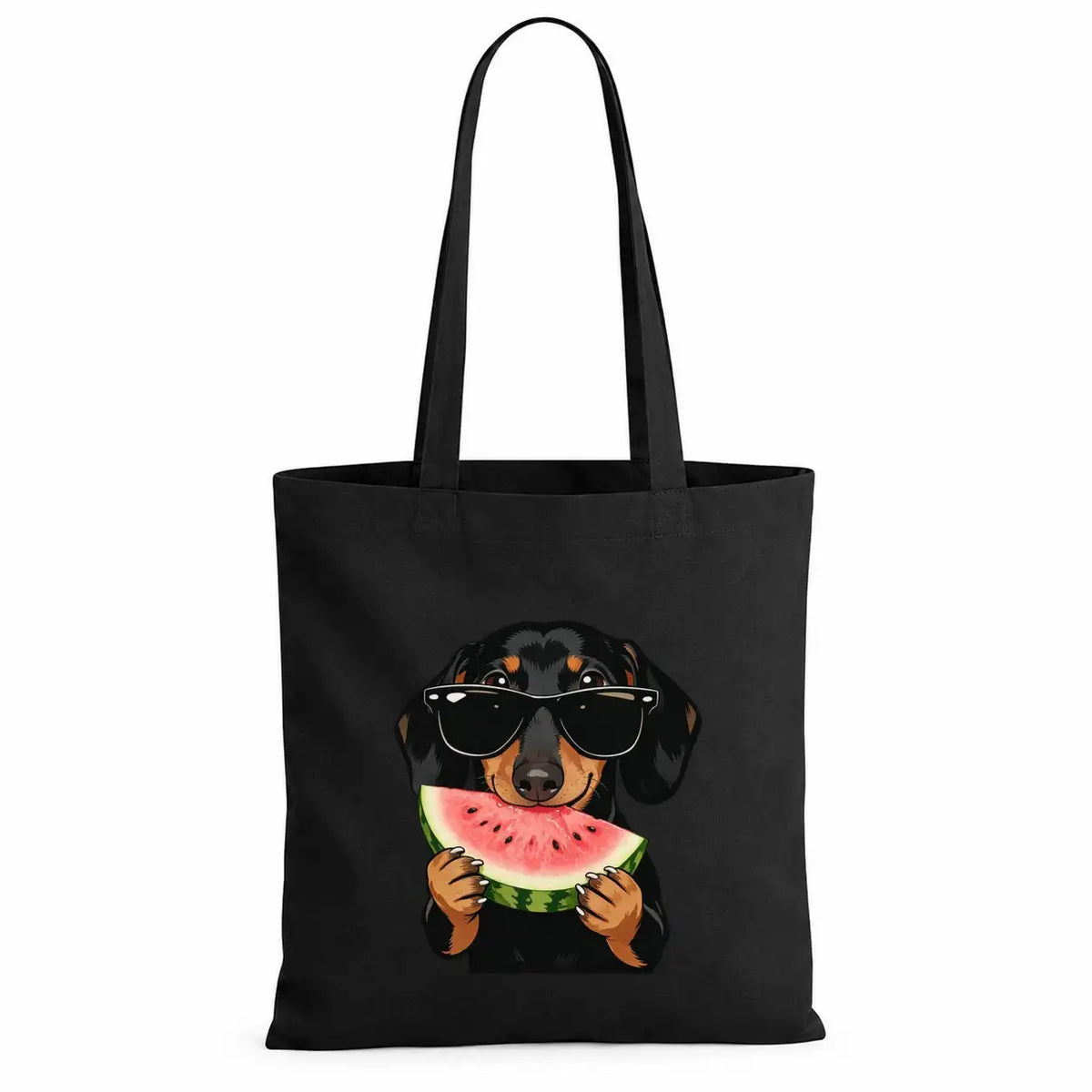 Baumwolltasche - Dackel mit Sonnenbrille Wassermelone