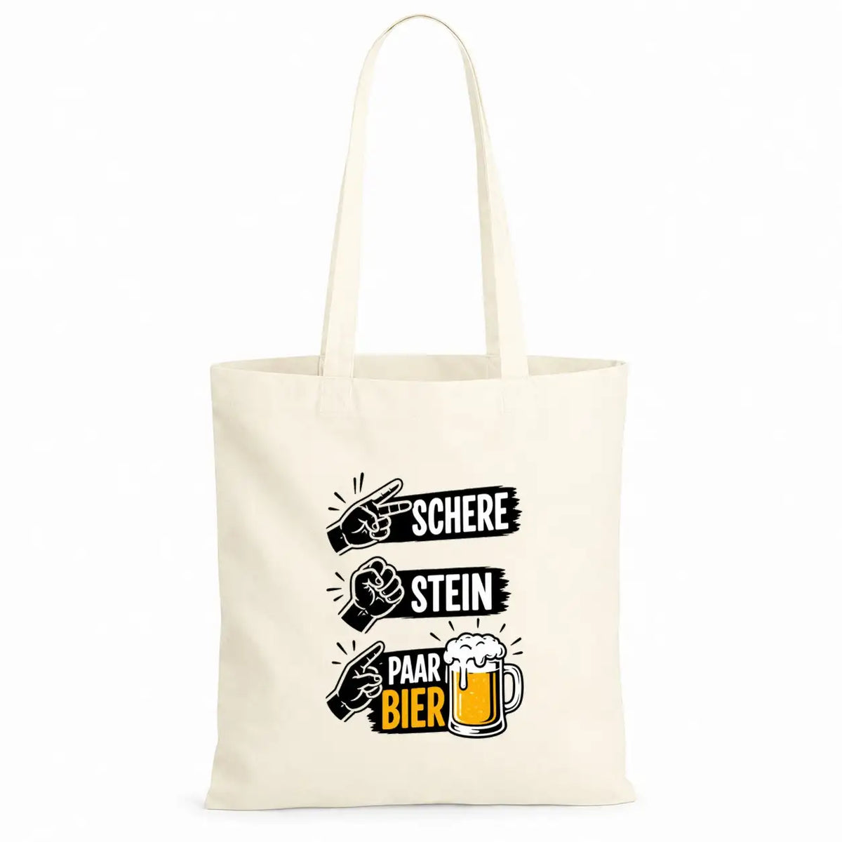 Baumwolltasche - Schere Stein Paar Bier