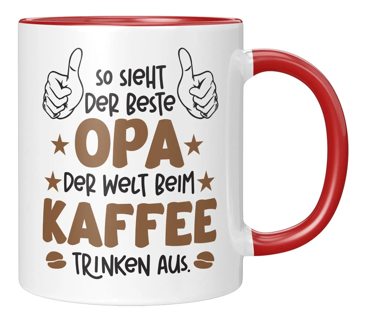 Tasse - So sieht der beste Opa der Welt beim Kaffee trinken aus - Rot