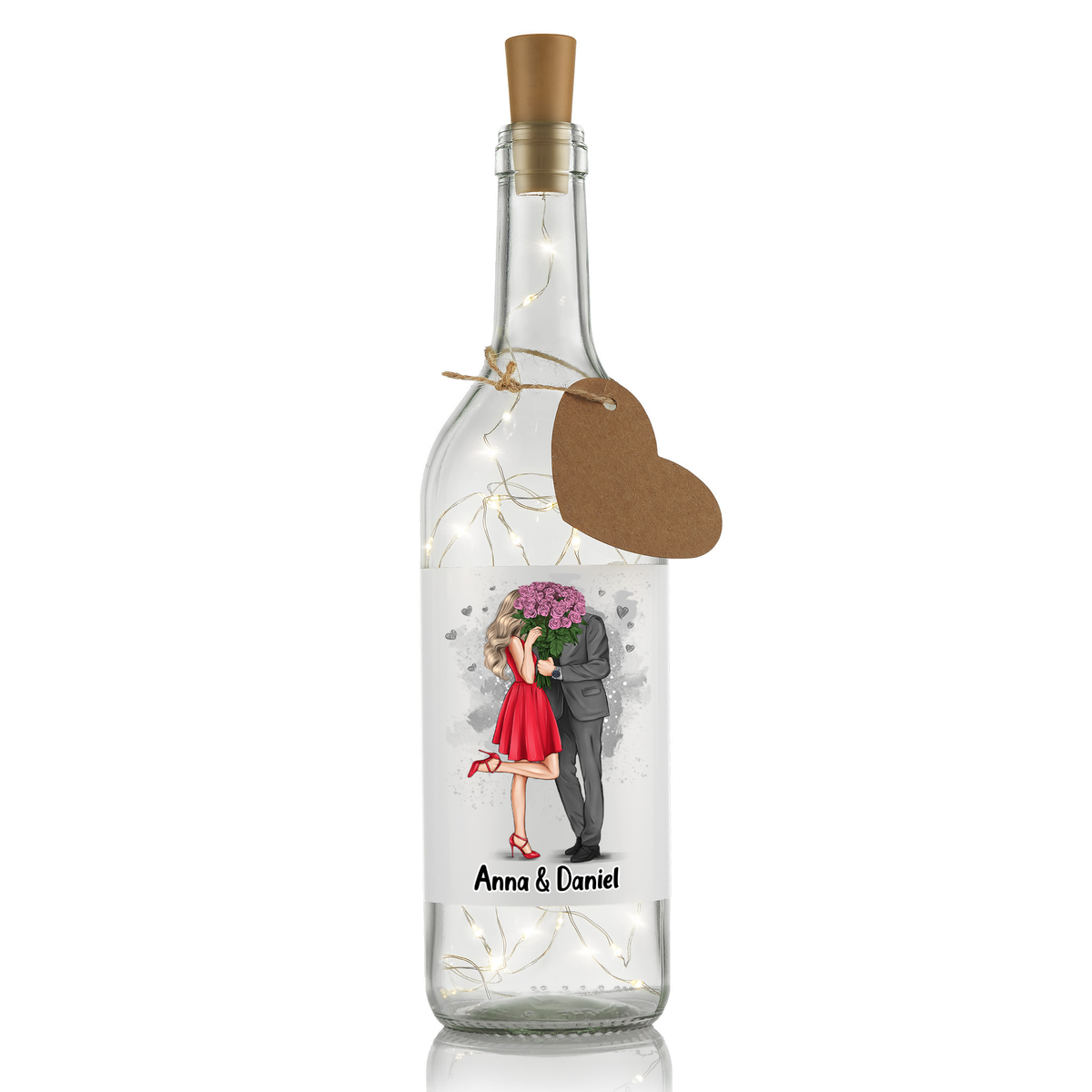Flaschenlicht - Valentinstag Blumen