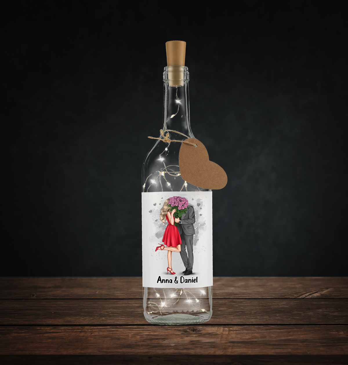 Flaschenlicht - Valentinstag Blumen