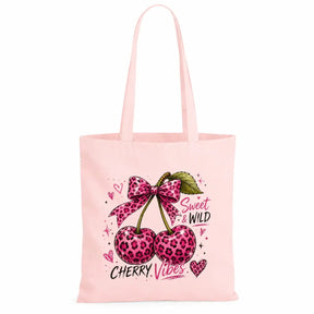 Baumwolltasche - Kirschen & Animalprint - Motiv nach Wahl
