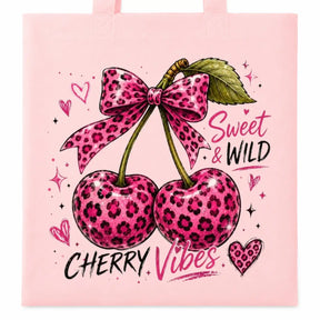 Baumwolltasche - Kirschen & Animalprint - Motiv nach Wahl