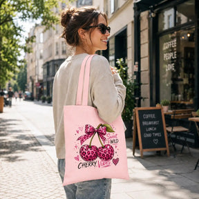 Baumwolltasche - Kirschen & Animalprint - Motiv nach Wahl