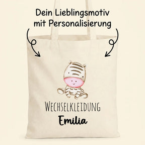 Baumwolltasche - Tiermotive mit Namen - Motiv nach Wahl