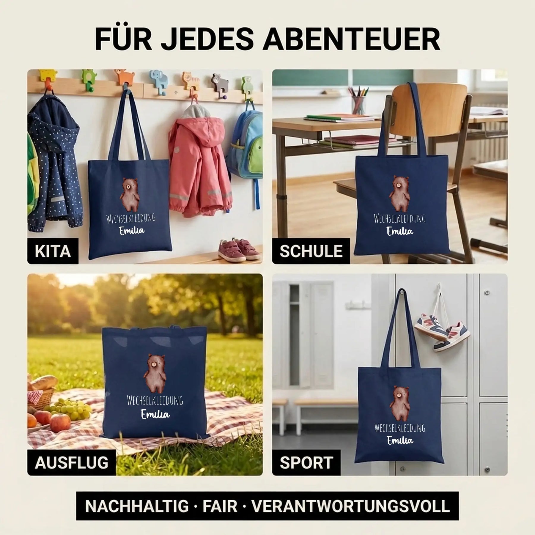 Baumwolltasche - Tiere - Motiv nach Wahl