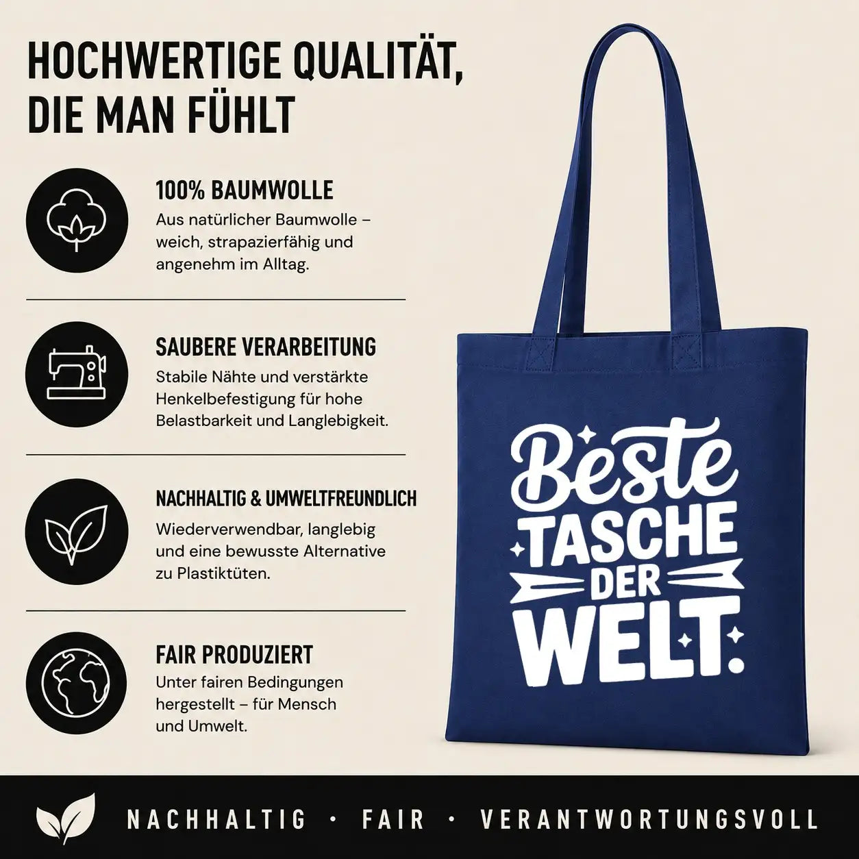 Baumwolltasche - Shopping & Alltag Sprüche - Motiv nach Wahl