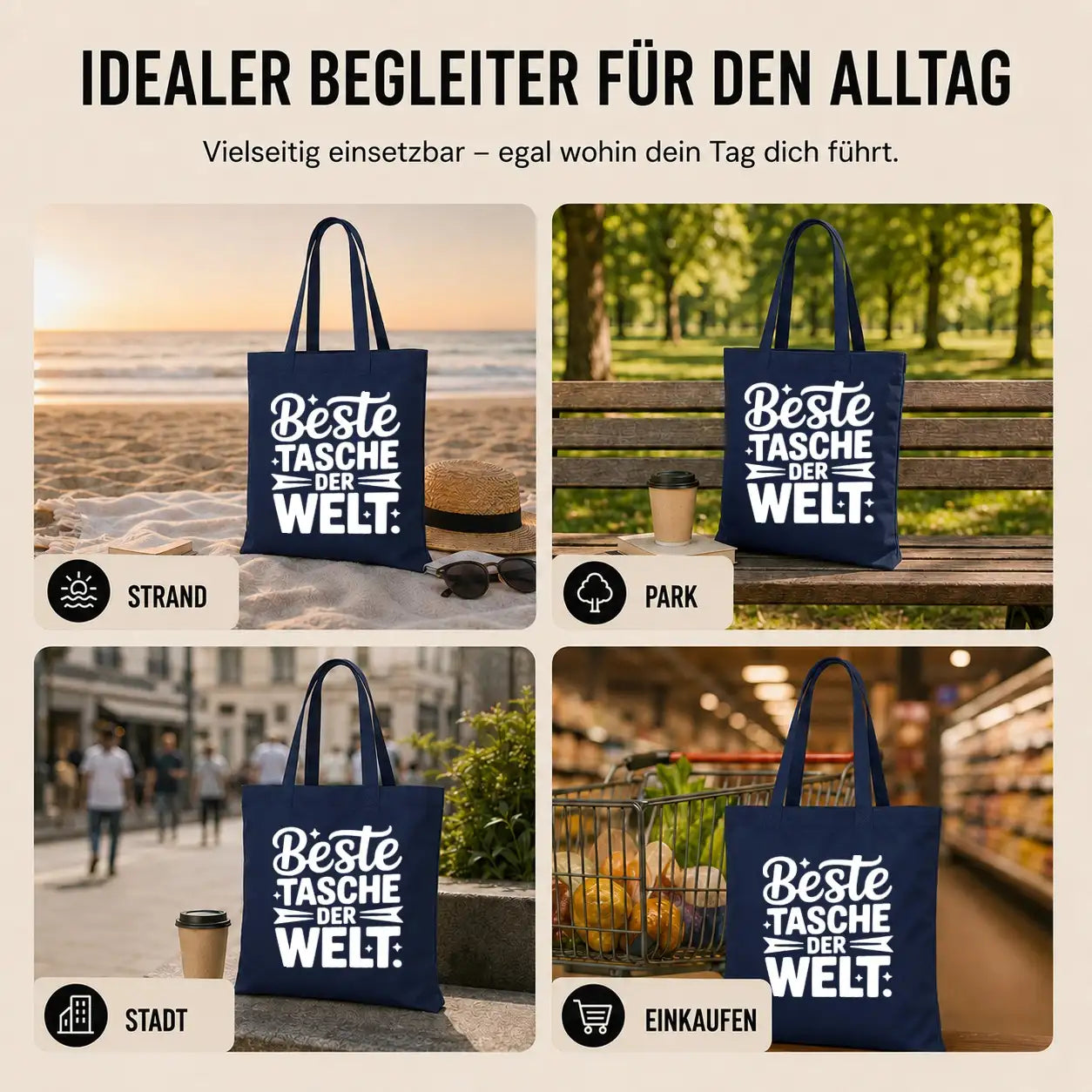 Baumwolltasche - Shopping & Alltag Sprüche - Motiv nach Wahl
