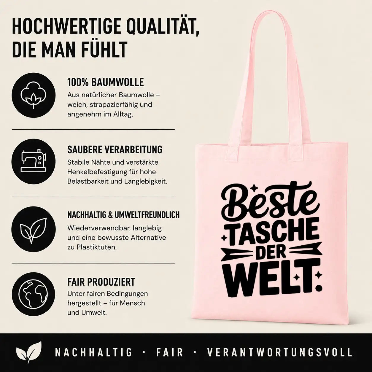 Baumwolltasche - Einkauf & Alltag Sprüche - Motiv nach Wahl