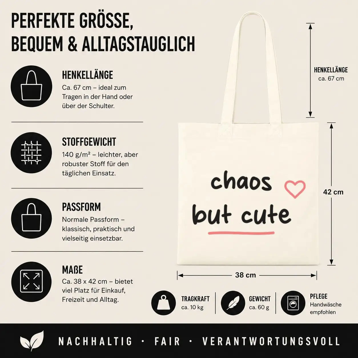 Baumwolltasche - Lustige Sprüche & Chaos-Motive - Motiv nach Wahl