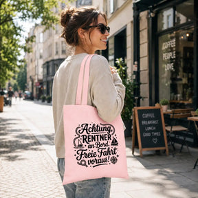 LIEBTASTISCH® Baumwolltasche - Achtung Rentner an Bord - {FARBE}