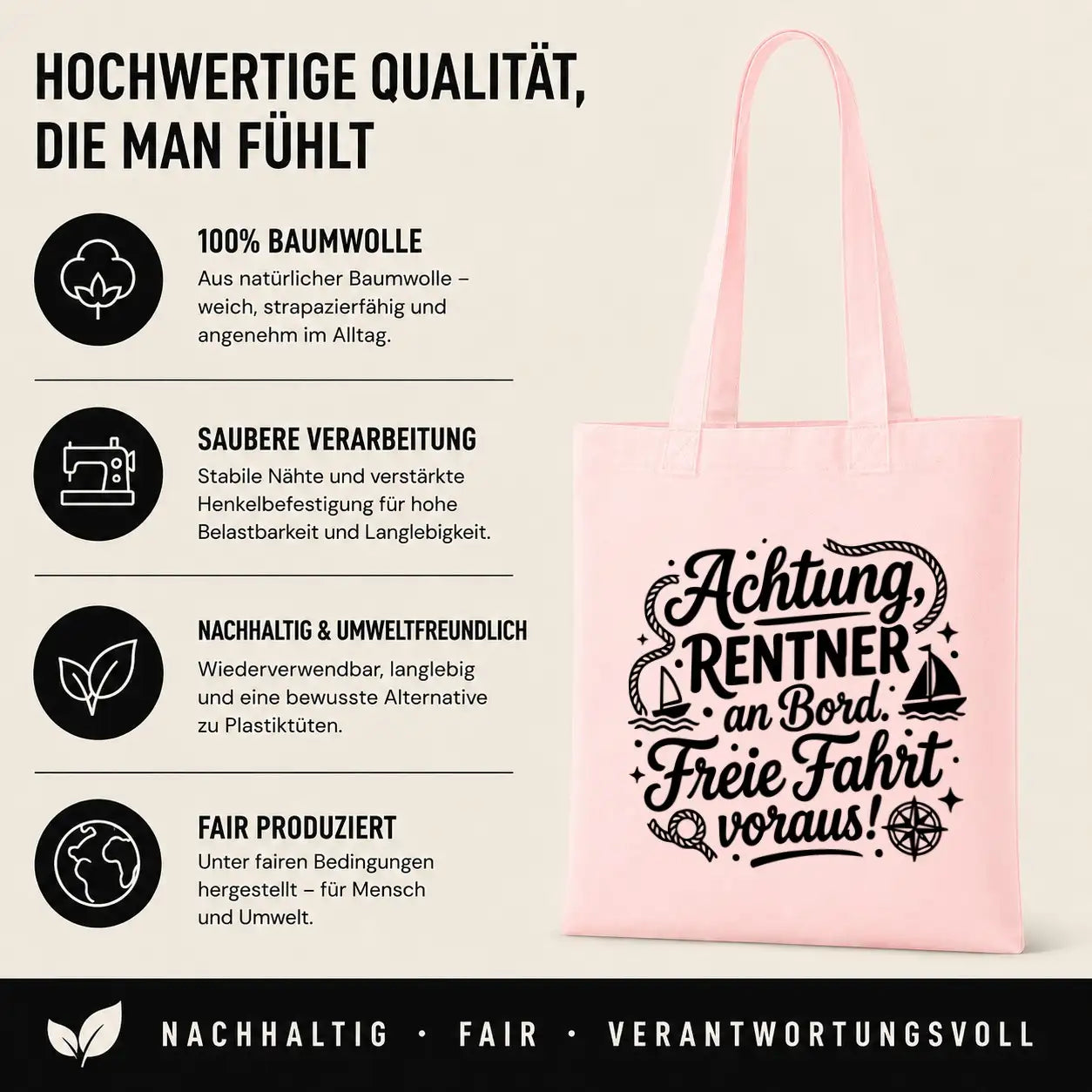Baumwolltasche - Rentner-Sprüche & Ruhestand-Motive - Motiv nach Wahl