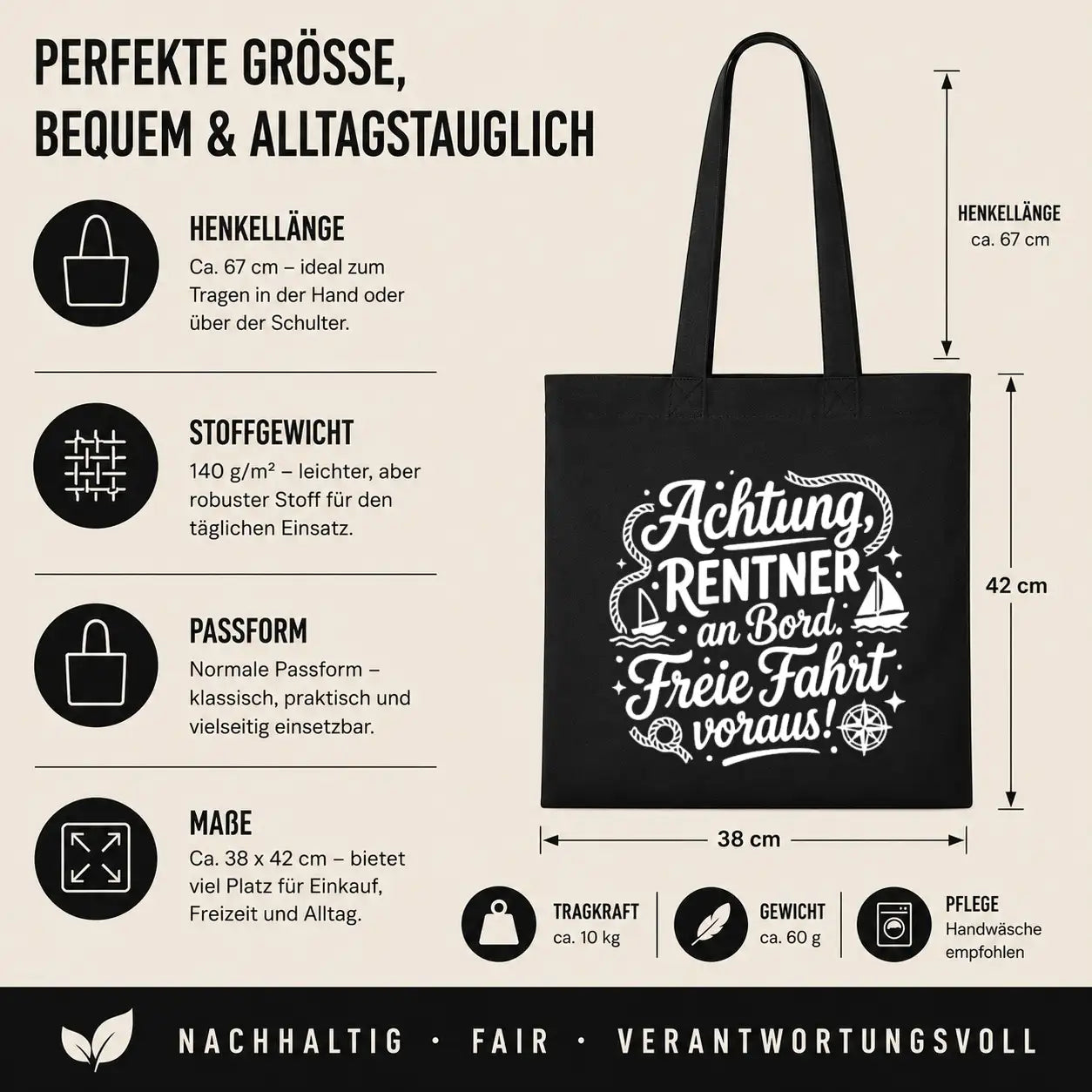 Baumwolltasche - Rentner Sprüche & Ruhestand Motive - Motiv nach Wahl
