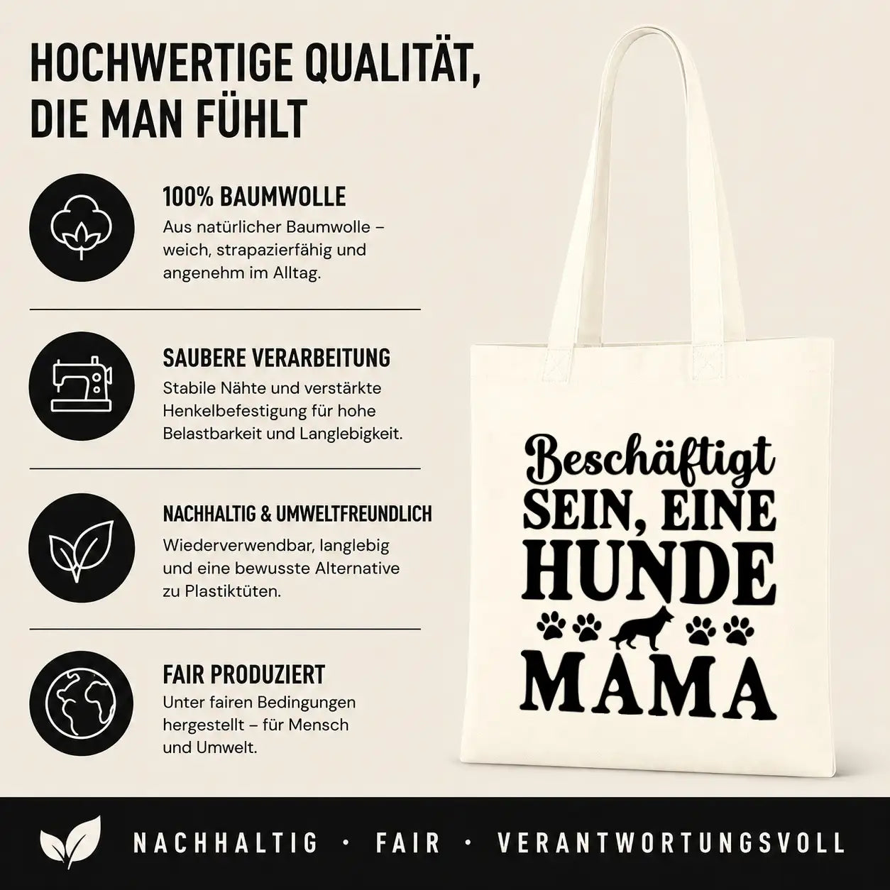 Baumwolltasche - Hundemama Motive - Motiv nach Wahl