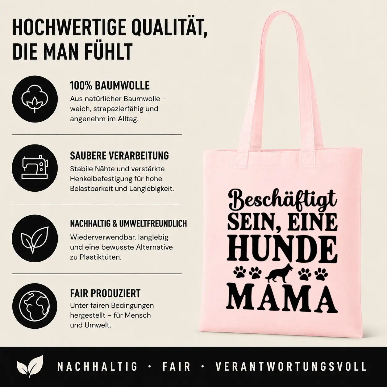 Baumwolltasche - Hundemama Motive - Motiv nach Wahl