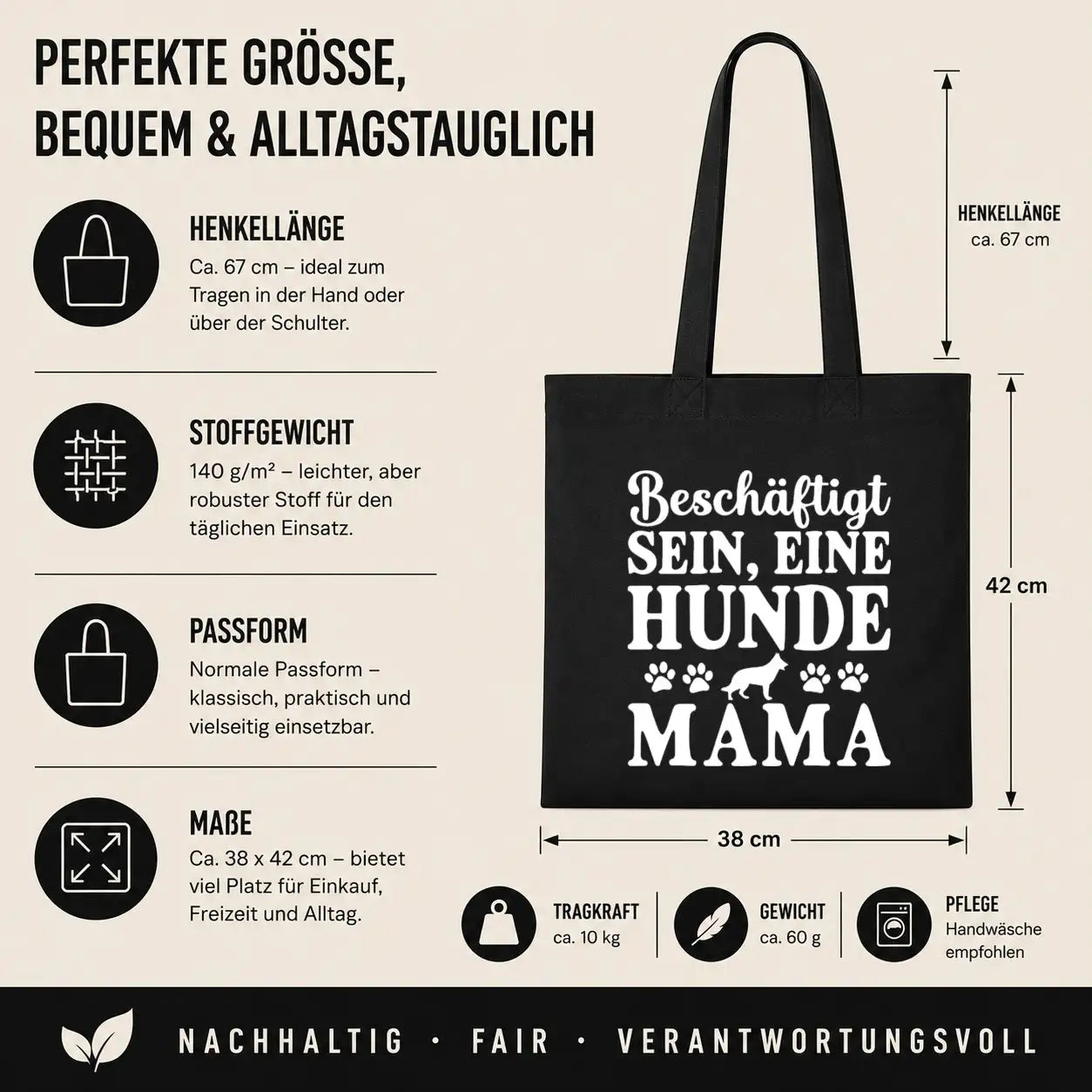 Baumwolltasche - Hundemama Motive - Motiv nach Wahl