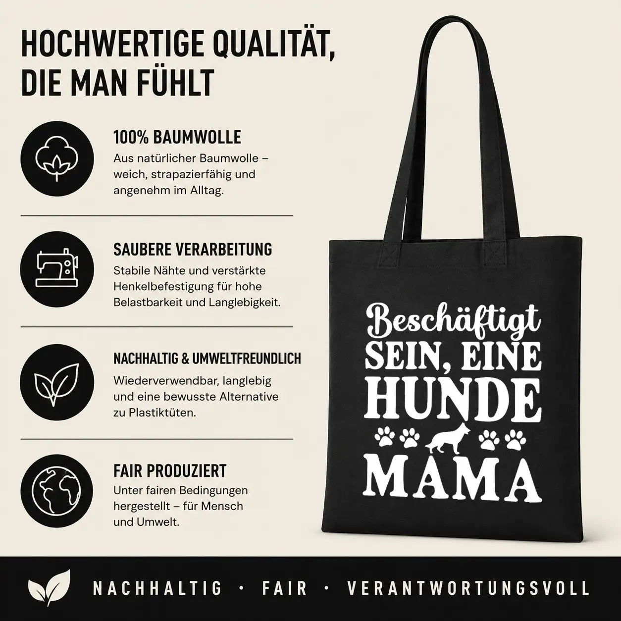 Baumwolltasche - Hundemama Motive - Motiv nach Wahl