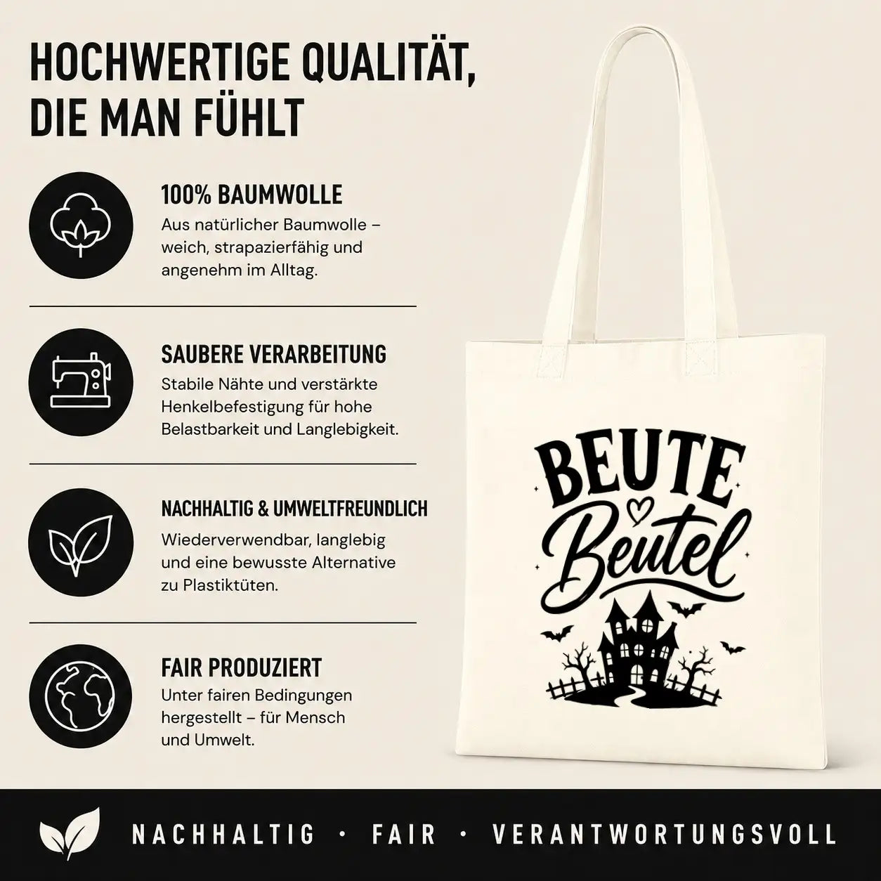 Baumwolltasche - Halloween Beutel Motive - Motiv nach Wahl