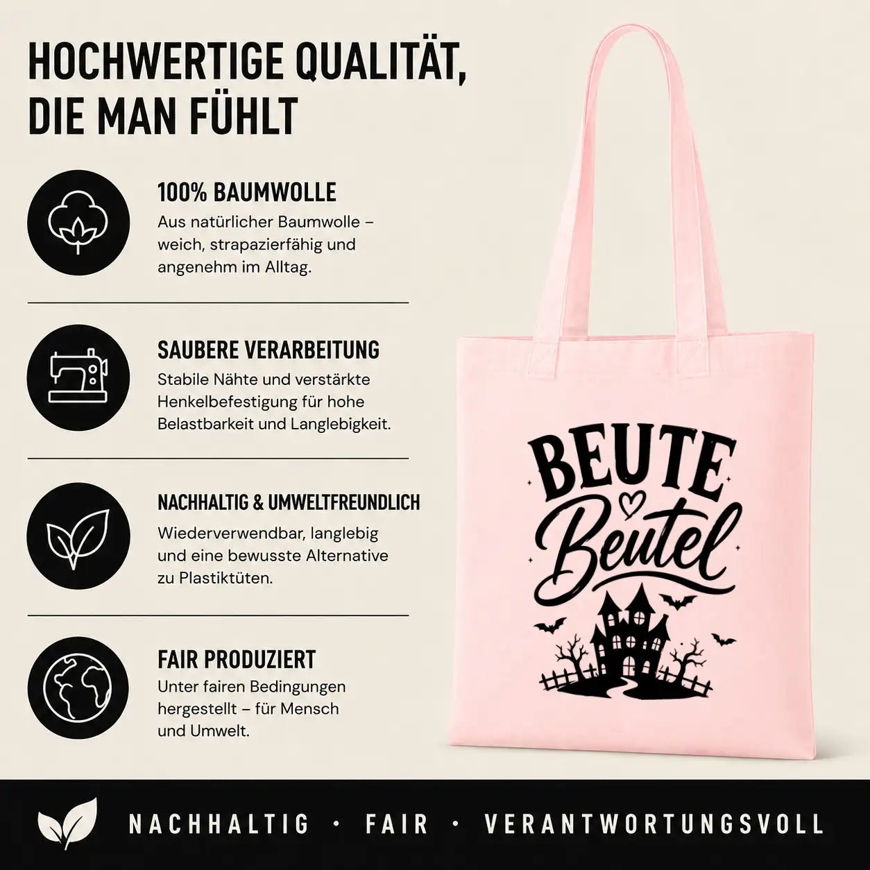 Baumwolltasche - Halloween Motive - Motiv nach Wahl