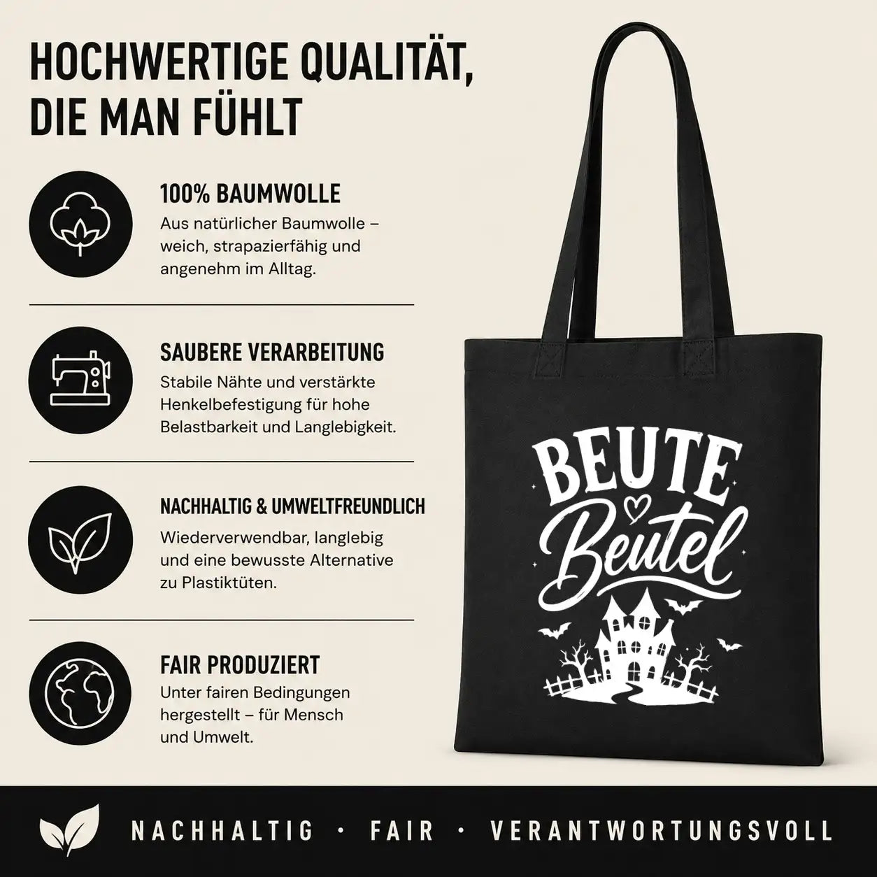 Baumwolltasche - Halloween Motive - Motiv nach Wahl